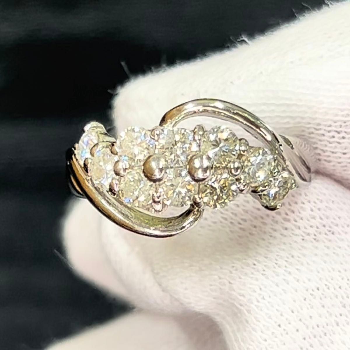 pt900プラチナ天然ダイヤモンド1.00ct デザインリング指輪 10号半