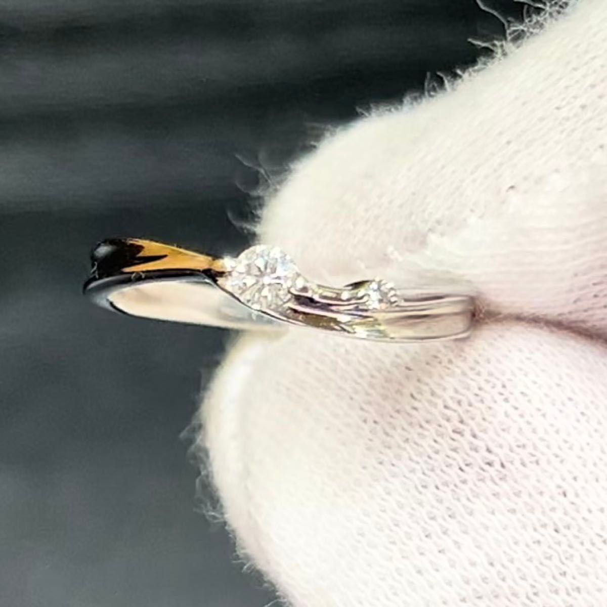 18金ホワイトゴールド K18WG 天然ダイヤモンド リング 指輪 約9号弱