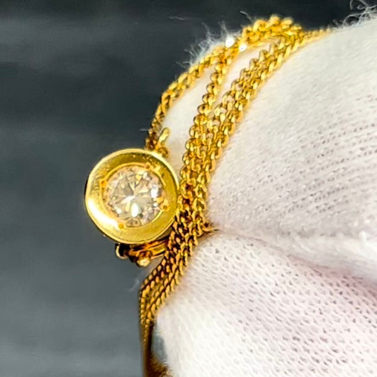 18金 K18 天然ダイヤモンド0.34ct 喜平 チェーン シンプル ネックレス