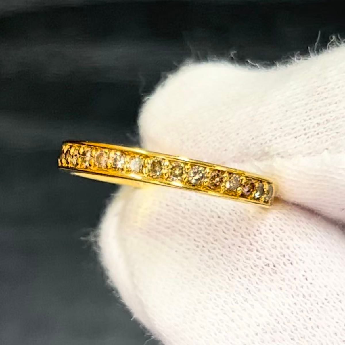18金 K18 天然ダイヤモンド 0.30ct ハーフエタニティ リング 指輪 12号弱