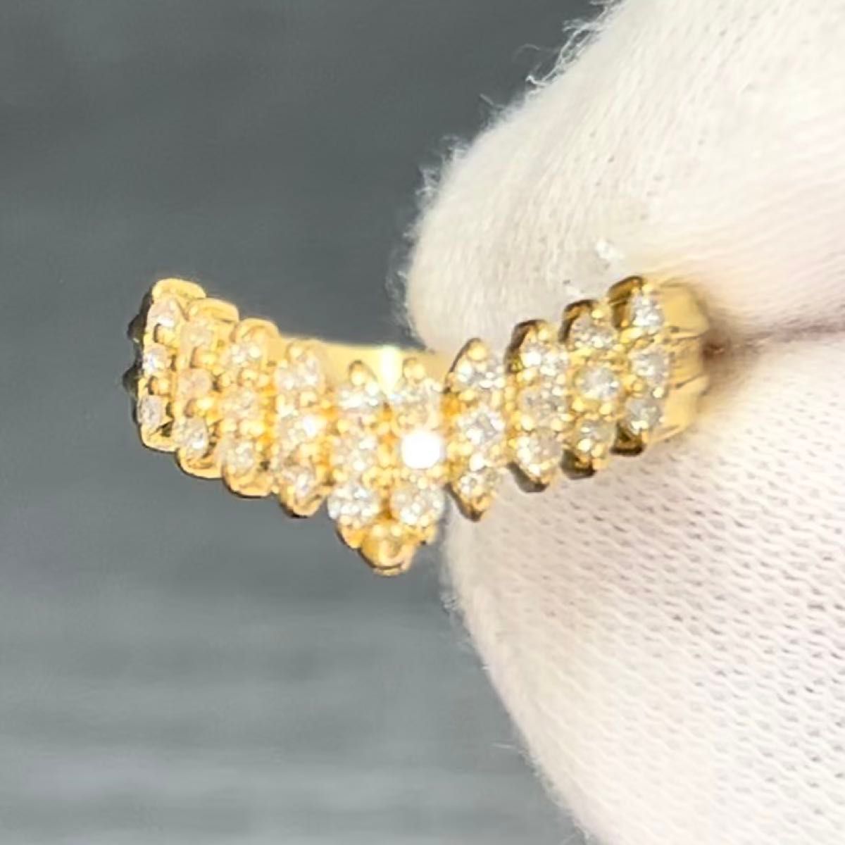 18金 K18ゴールド天然ダイヤモンド 0.50ct パヴェ リング指輪 10号