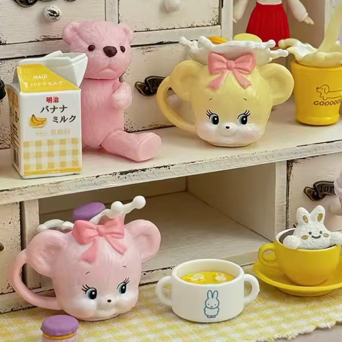 ミニチュアマグカップ 昭和のクマカップ 3色セット ドールハウス キッチン ミニチュアマグカップ 昭和のクマカップ 3色セット ドール