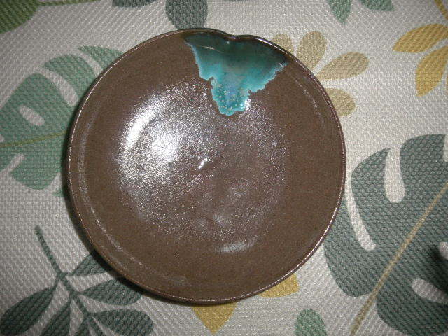 @@難あり品　 九州の焼きもの　上野焼　茶道具　菓子鉢　青緑釉の魅力_画像1