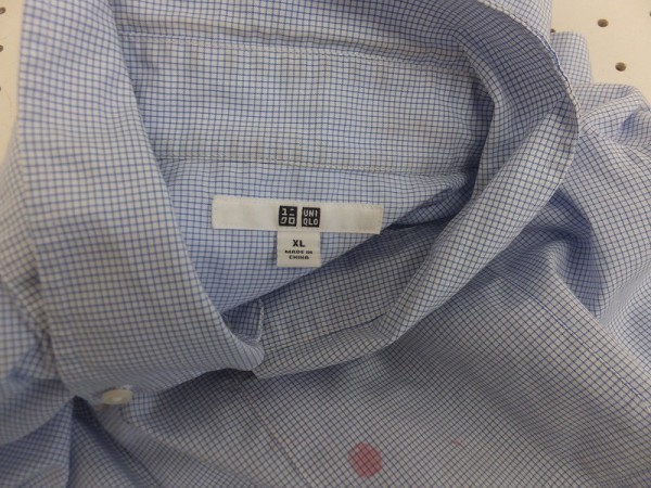＜送料280円＞UNIQLO ユニクロ メンズ グラフチェック 胸ポケット付き ボタンダウンシャツ XL 青×白_画像3