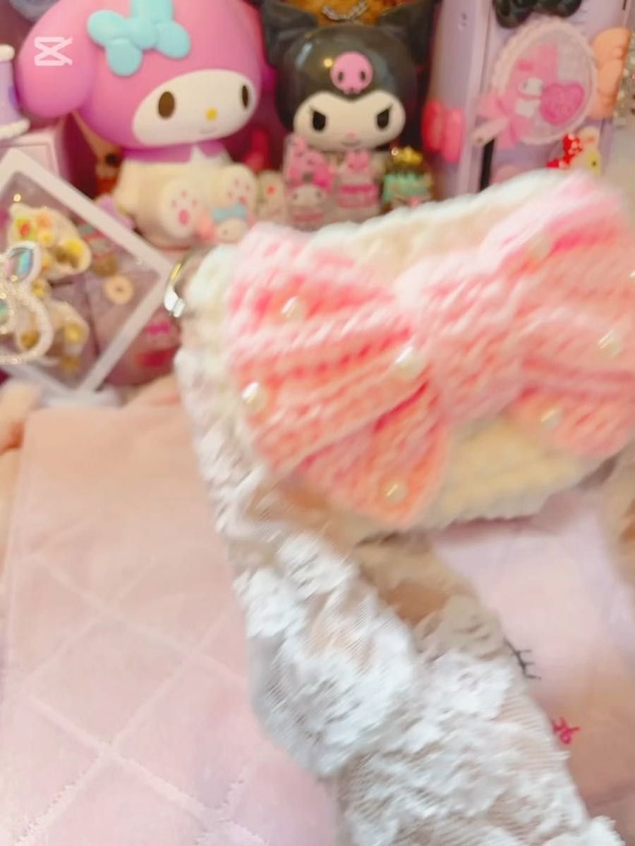 かぎ針 ポーチ 編み物 ハンドメイド 小物入れ バックチャーム リボン