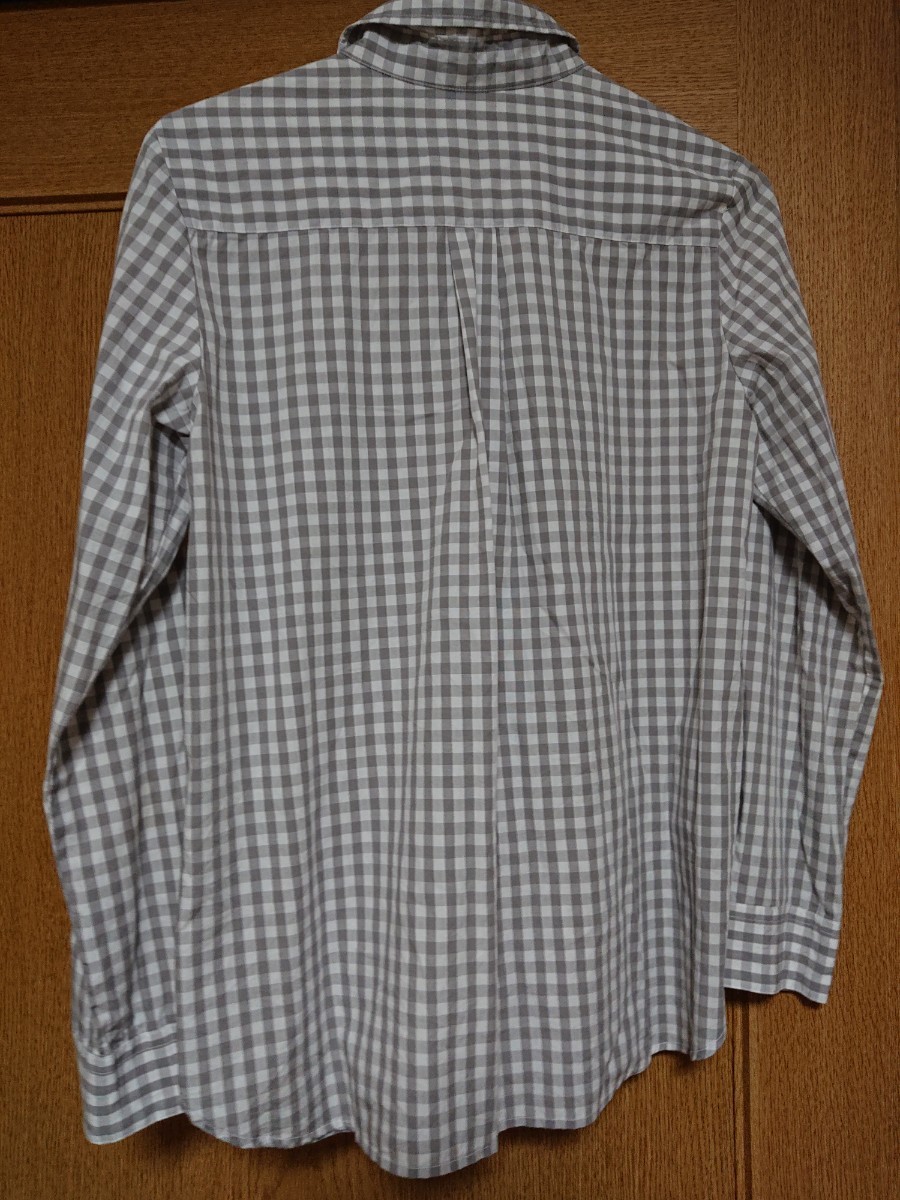 チェックシャツ 白×グレー 長袖シャツ