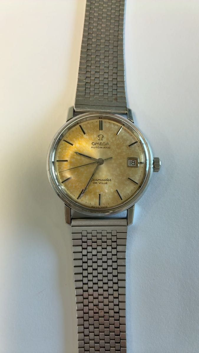 【希少】OMEGA オメガ Seamaster De Ville Wネーム 自動巻き メンズ シルバーブレス 稼動品 ジャンク扱い
