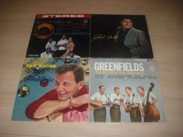 25cmレコード4枚/PAT BOONE(WHITE CHRISTMAS)+THE PLATTERS(ENCORE OF GOLDEN HITS)+PAUL ANKA'S OWN HITS+THE BROTHERS FOUR(GREENFIELDS)_画像1