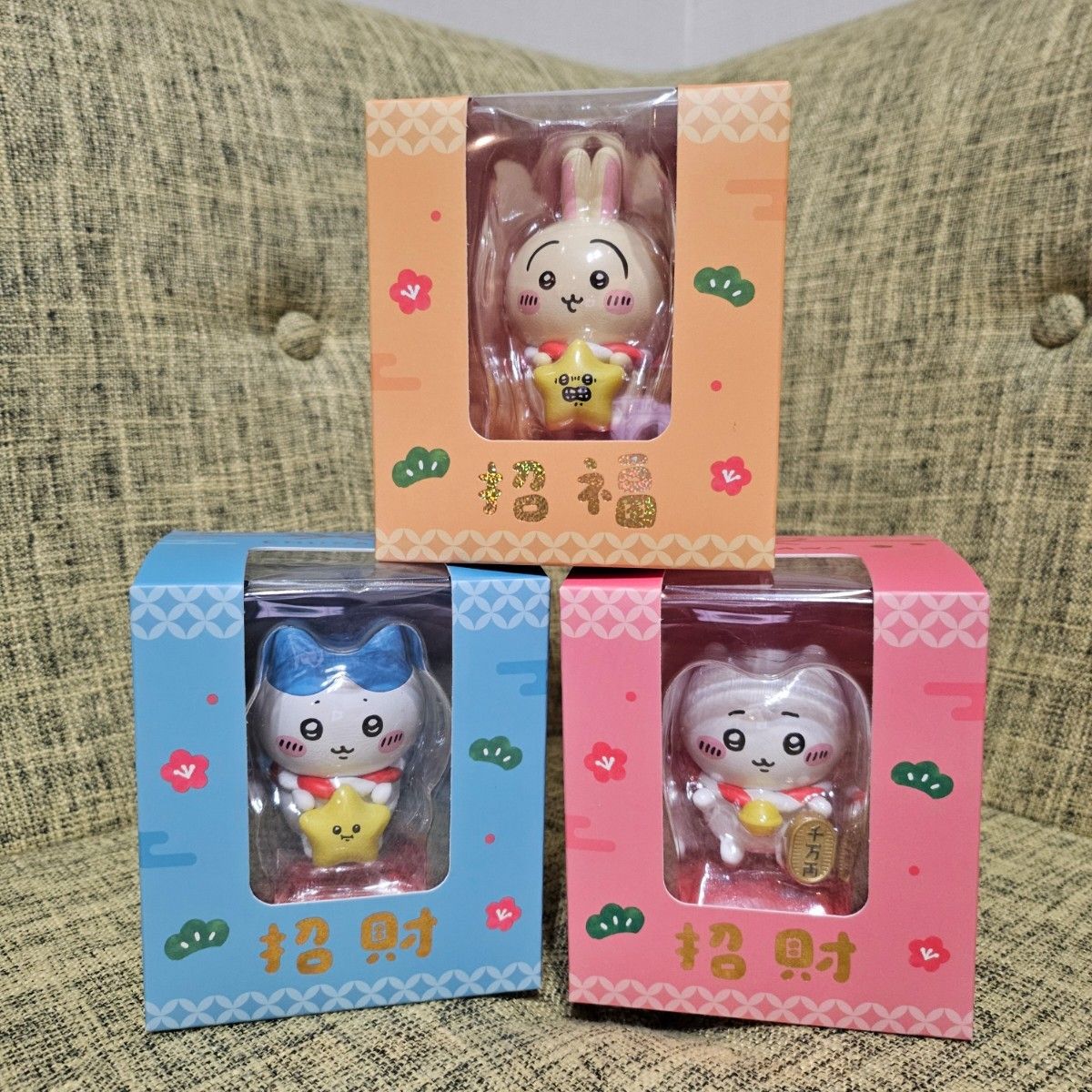 ちいかわ 台湾限定 招福・招財フィギュア 3点セット ちいかわ CHIKAWA 台湾限定 ハチワレ うさぎ福招きフィギュア3点