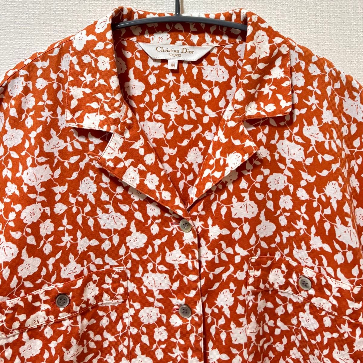 美品　Christian Dior SPORTS クリスチャンディオール スポーツ 半袖シャツ 開襟シャツ 花柄 総柄シャツ