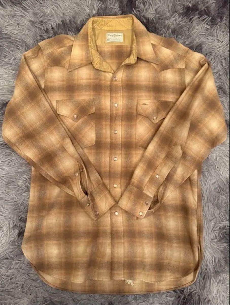 PENDLETON ペンドルトン　チェックシャツ　ベージュ　Lサイズ