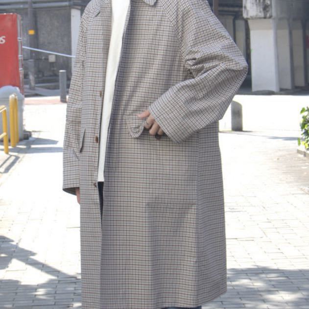 【新品】即決★ AURALEE オーラリー ★FINX WEATHER CLOTH CHECK COAT アイボリー 19ss 完売 ステンカラーコート アウター チェック ロング_画像7