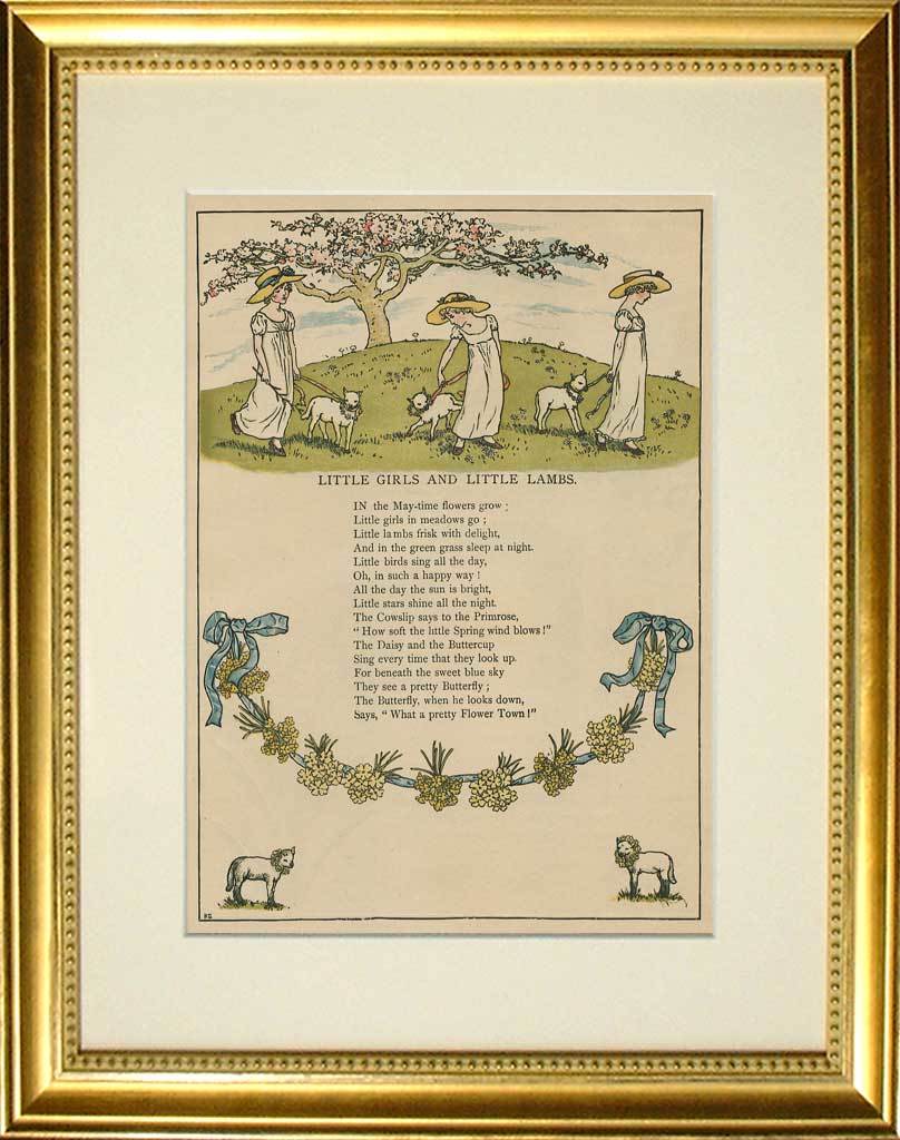 【特価】 ≪ ケイト グリーナウェイ ≫ オリジナル木版画 MARIGOLD GARDEN ⅩⅩⅦ 1880年 KATE GREENAWAY