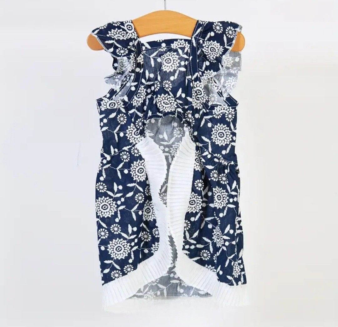 犬服 ボヘミアン M 花柄 フリル付 ドレス カジュアル 新品