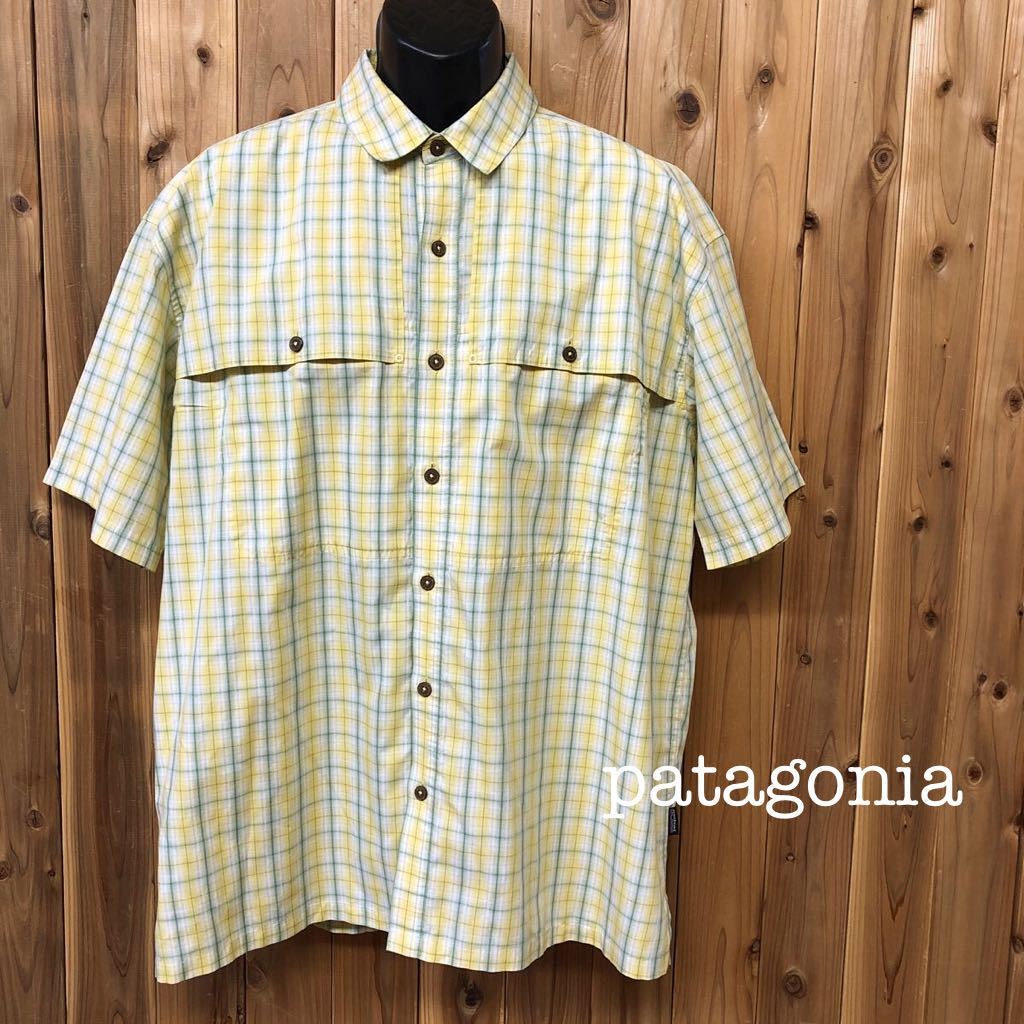 【patagonia】パタゴニア / メンズ size XL 半袖シャツ チェック柄シャツ トップス オーガニックコットン アウトドア USA古着_画像1