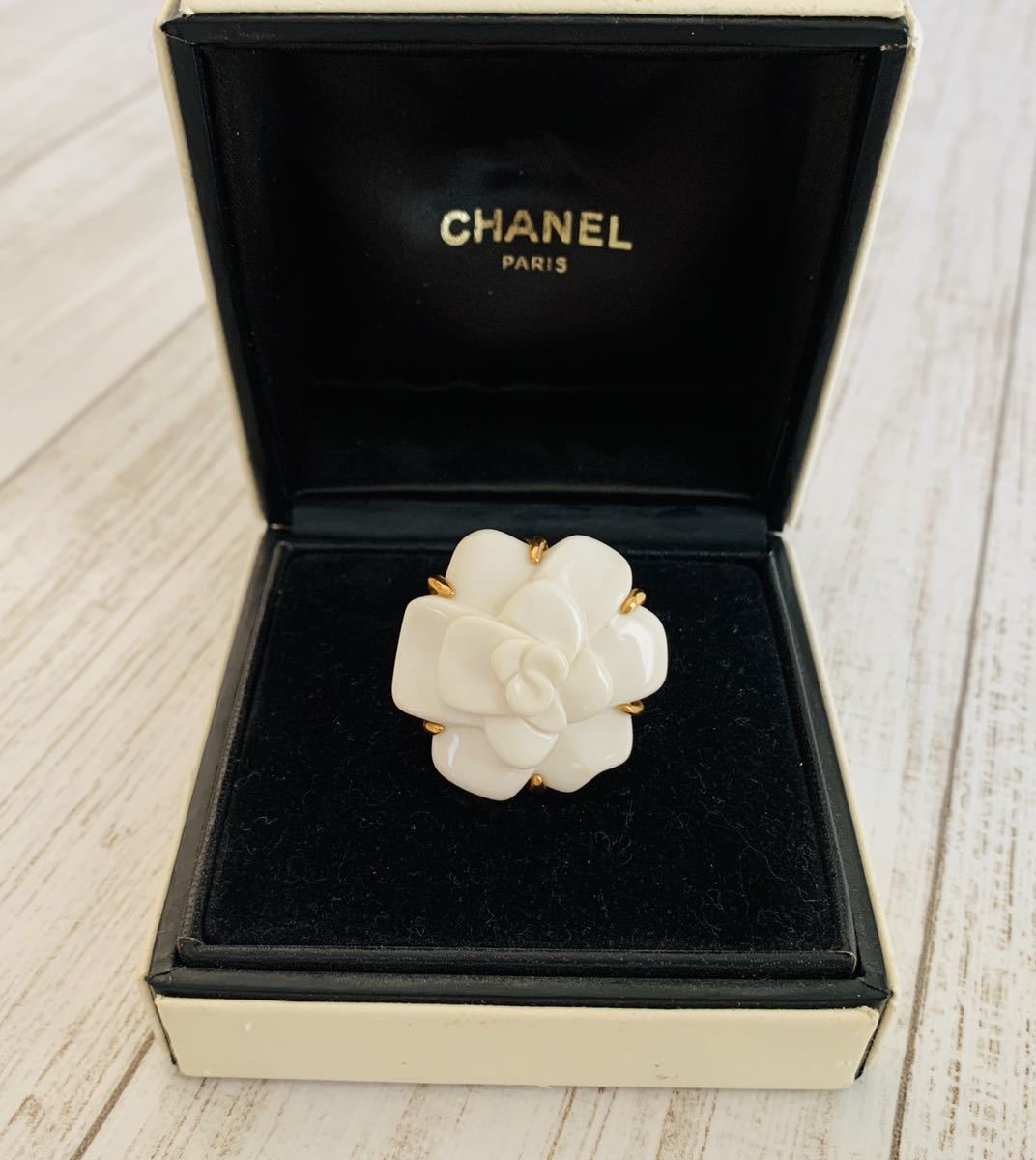 CHANEL シャネル カメリア YG イエローゴールド ジュエリー 花 フラワー リング 指輪 13号_画像1