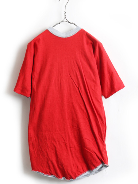 70's USA製 ビンテージ ★ RUSSELL ラッセル リバーシブル カレッジ プリント 半袖 Tシャツ ( メンズ L ) 古着 70年代 半袖Tシャツ 赤 灰_画像7