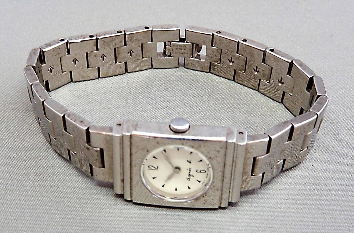 代購代標第一品牌－樂淘letao－EU-0089 aguis b. アニエスベー レディース腕時計 V400 2針 角型 電池交換済 中古