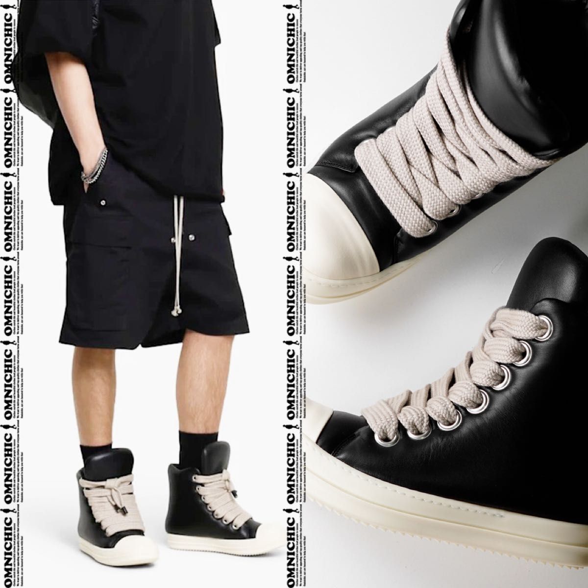 RICK OWENS ハイトップ スニーカー ジャンボレース パッド入り 新品正規品 幻のJUMBO LACES PADDED RICK OWENSリックオウエンス