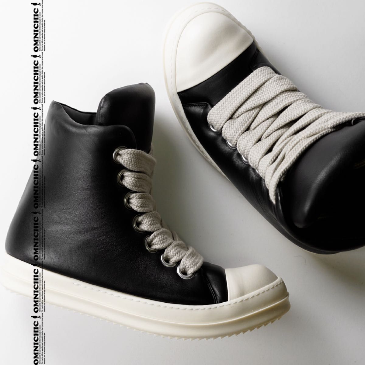 大人気! RICK OWENS ★ワイド レースアップ スニーカー 新品正規品 幻のJUMBO LACES PADDED RICK OWENSリックオウエンス