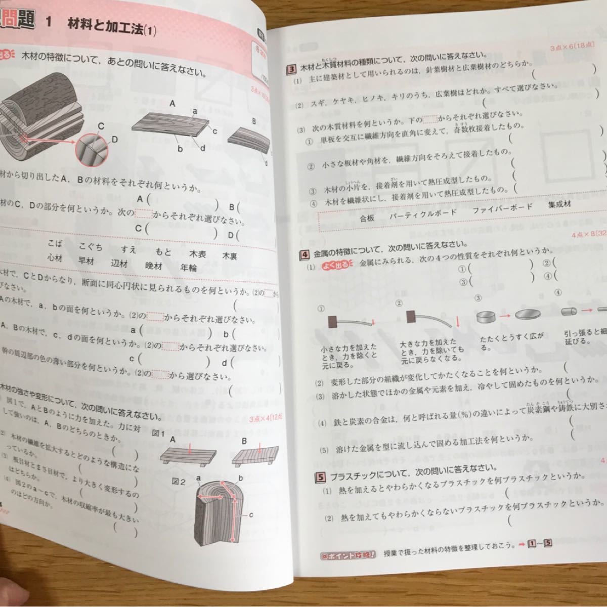 中学校1年 2年 3年 技術・家庭科　テスト対策　全教科書対応 問題集