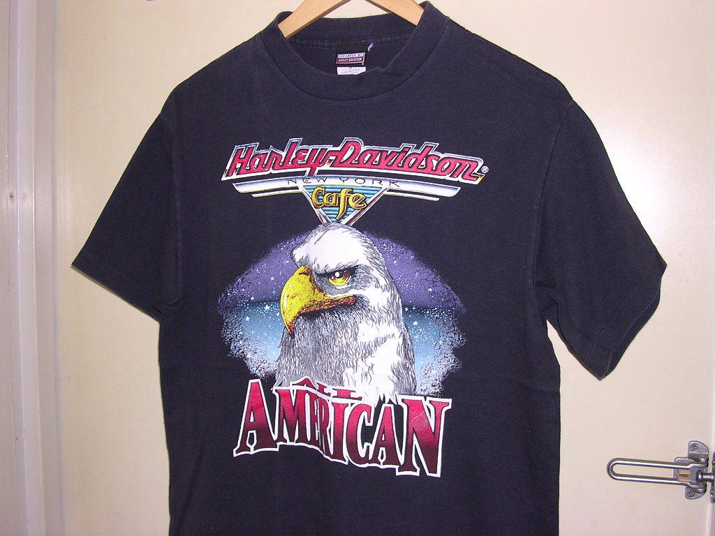 80s 90s USA製 HARLEY-DAVIDSON イーグル Tシャツ M 黒 vintage old ハーレーダヴィッドソン 鷲_画像1