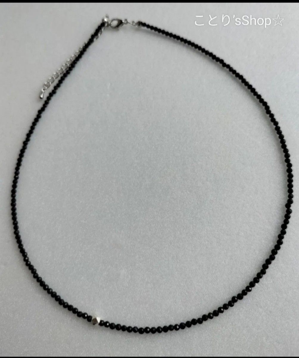 カレンシルバー ブラックスピネルネックレス  アシンメトリー ツーウェイ シルバーネックレス 華奢ネックレス 軽い オシャレ 美麗