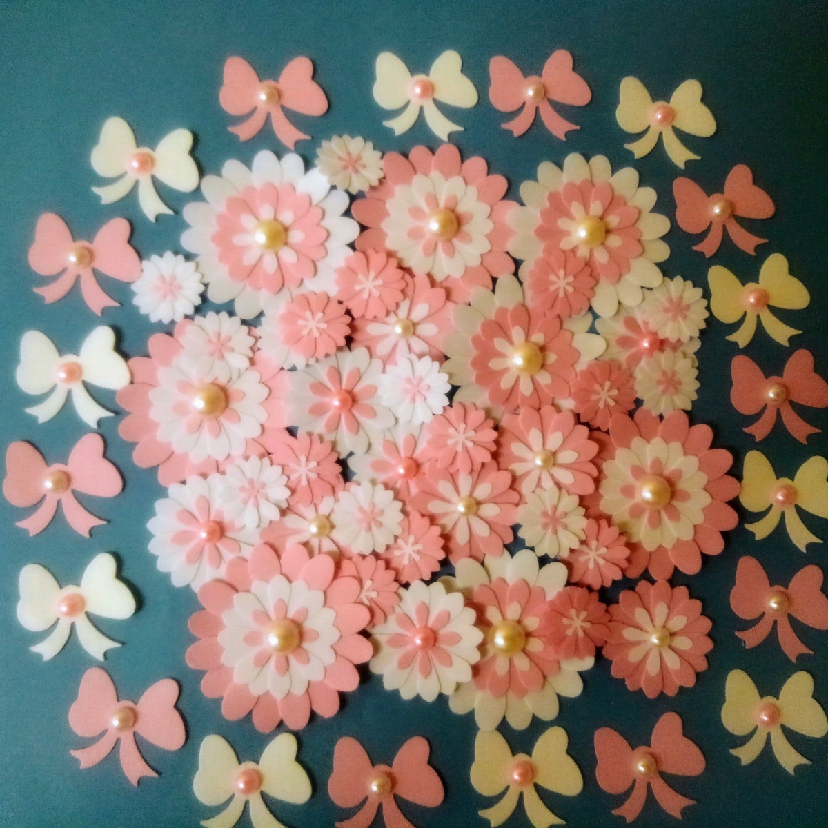 クラフトパンチ　ピンク&ホワイト　花