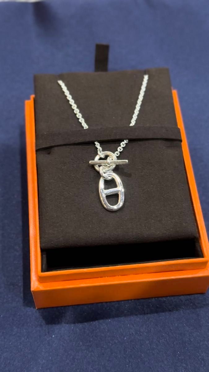 エルメス シェーヌダンクル トグルネックレス シルバー925 ペンダント 箱付 アクセサリー