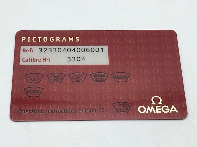 OMEGA　オメガ　speed master　スピードマスターデイト　型番(323.30.40.40.06.001)　Ref(型番).キャリバー表記カード　正規付属品_画像1