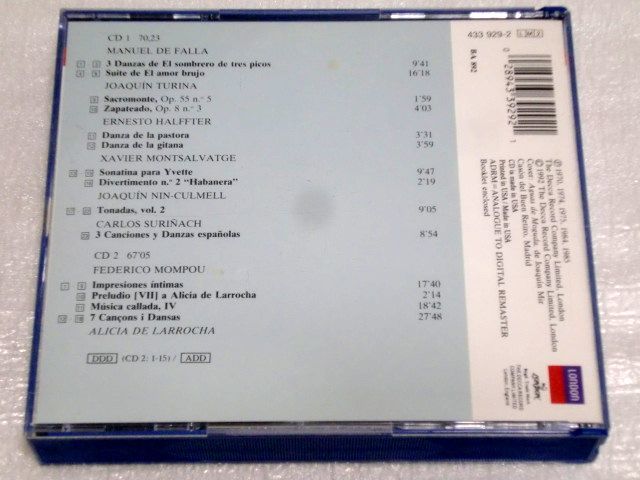 CD　MUSICA PARA PIANO(4) ピアノ音楽集4 ファリャ,モンポウ/ラローチャ/2枚組/US盤_画像2