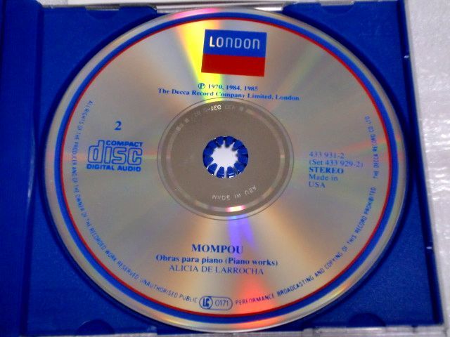 CD　MUSICA PARA PIANO(4) ピアノ音楽集4 ファリャ,モンポウ/ラローチャ/2枚組/US盤_画像5