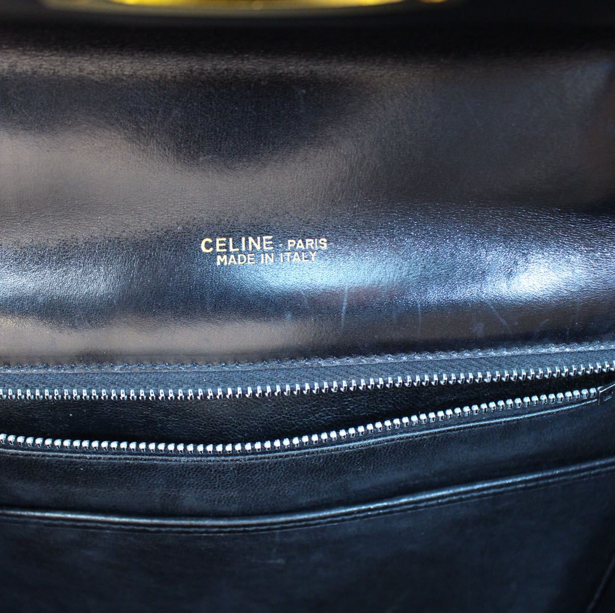 VINTAGE CELINE LEATHER HAND BAG MADE IN ITALY/ヴィンテージセリーヌレザーハンドバッグ_画像9