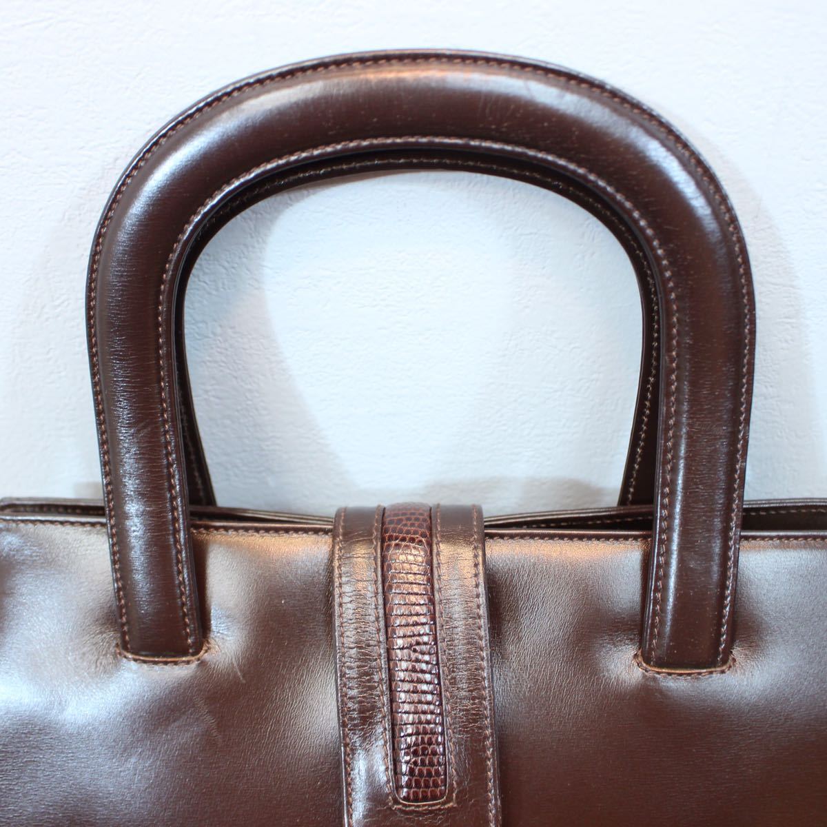 OLD GUCCI LEATHER HAND BAG MADE IN ITALY/オールドグッチレザーハンドバッグ_画像3