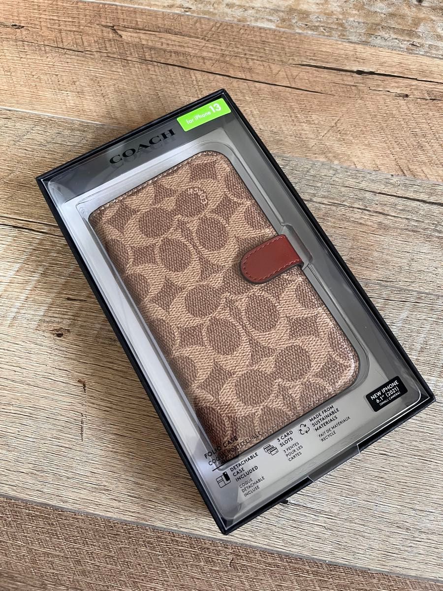 新品 COACH iPhone13,14 併用 手帳型 シグネチャー コーチ 入荷なう 併用 iPhone13,14 COACH 新品 手帳型 コーチ