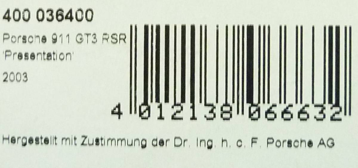 ⑨ミニチャンプス 1/43 ポルシェ 911 GT3 RSR Presentation 2003(PMA, Porsche)_画像5