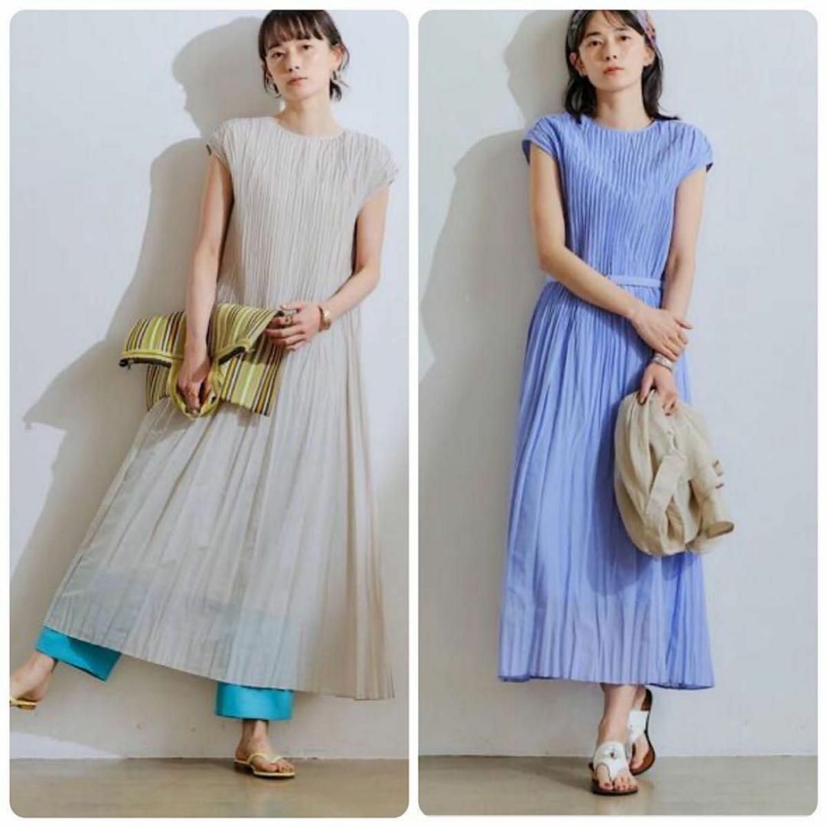 タグ付き未使用♪ グリーンレーベルリラクシング リンクルプリーツワンピース タグ付き未使用 グリーンレーベルリラクシング リンクルプリーツ