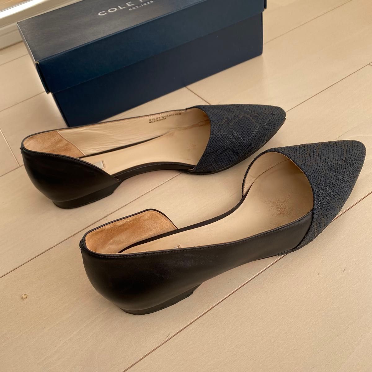 コールハーン 本革フラットシューズ 25.5 黒 入学式 フォーマル オフィス 極美品 COLE HAAN コールハーン 本革 フラットシューズ 25 5 黒