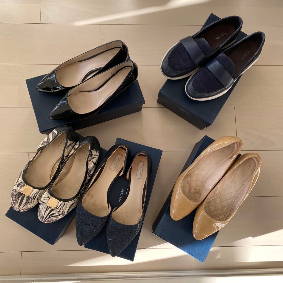 コールハーン 本革フラットシューズ 25.5 黒 入学式 フォーマル オフィス 極美品 COLE HAAN コールハーン 本革 フラットシューズ 25 5 黒