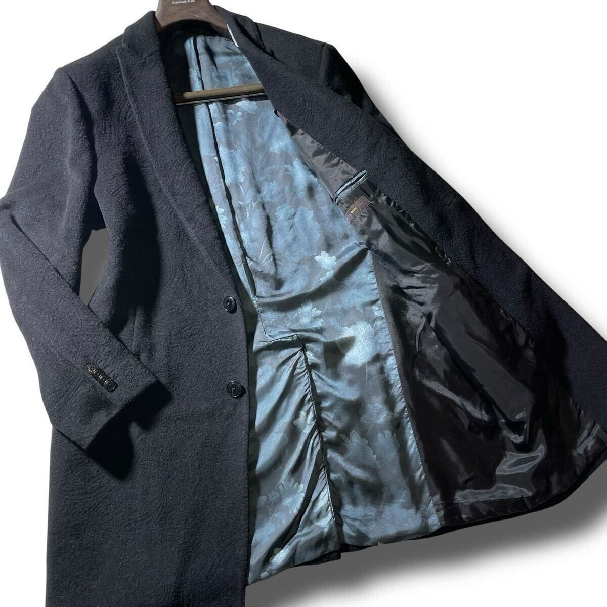 ETRO フラワー ペイズリープリント コート ブラック エトロ『全面彫刻ペイズリー』ETRO◇定価50万◇5XL 58サイズ