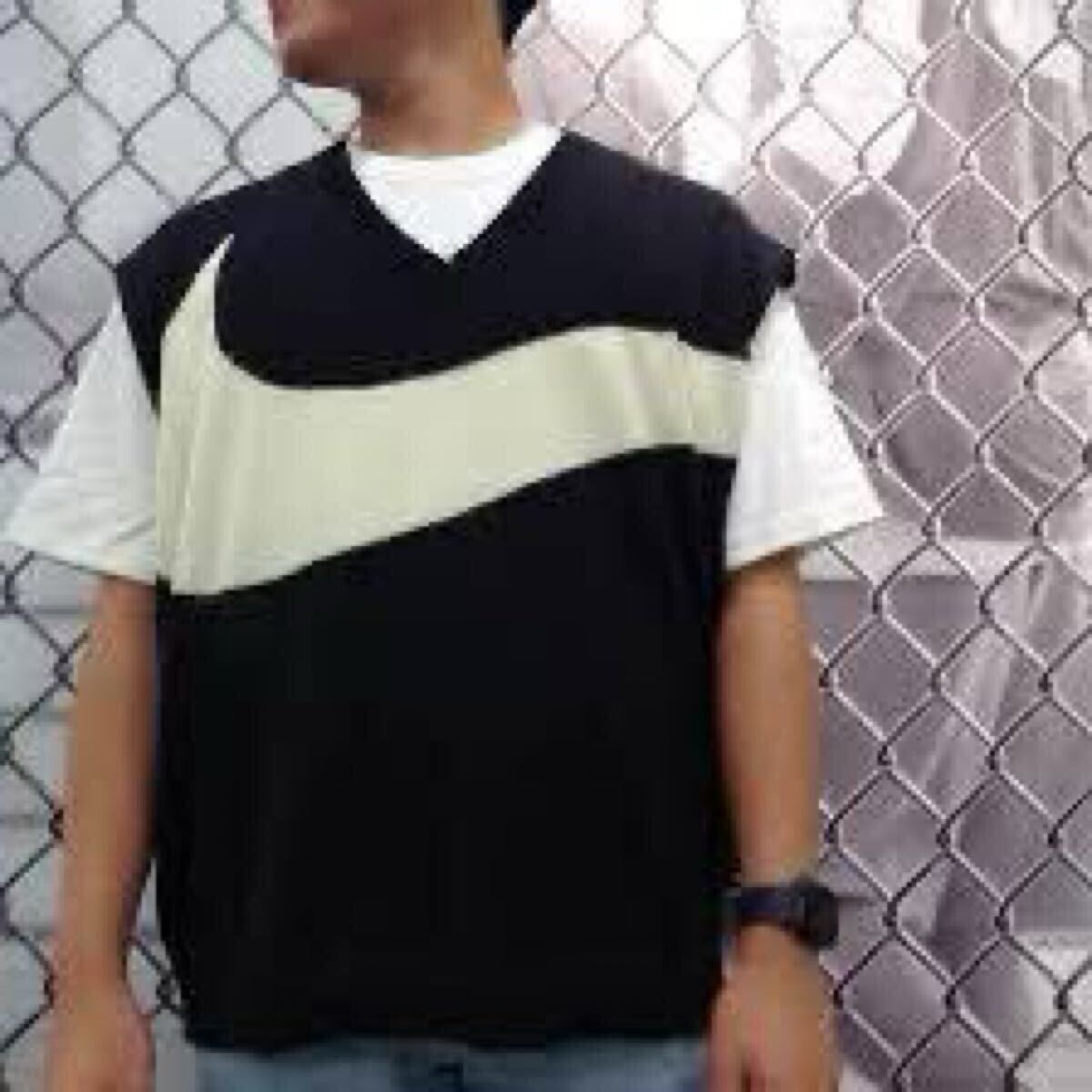 新品 Lサイズ ナイキ NIKE ビッグ スウッシュ ニットベスト SWOOSH SWEATER VEST 薄手 サマーニットの画像2