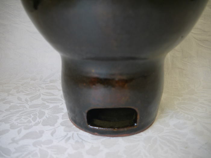 【ナ】苗代川焼 蚊燻し 蚊遣り 蓋付 花器 民俗資料 レプリカ 未使用保管品 作者名有_画像4