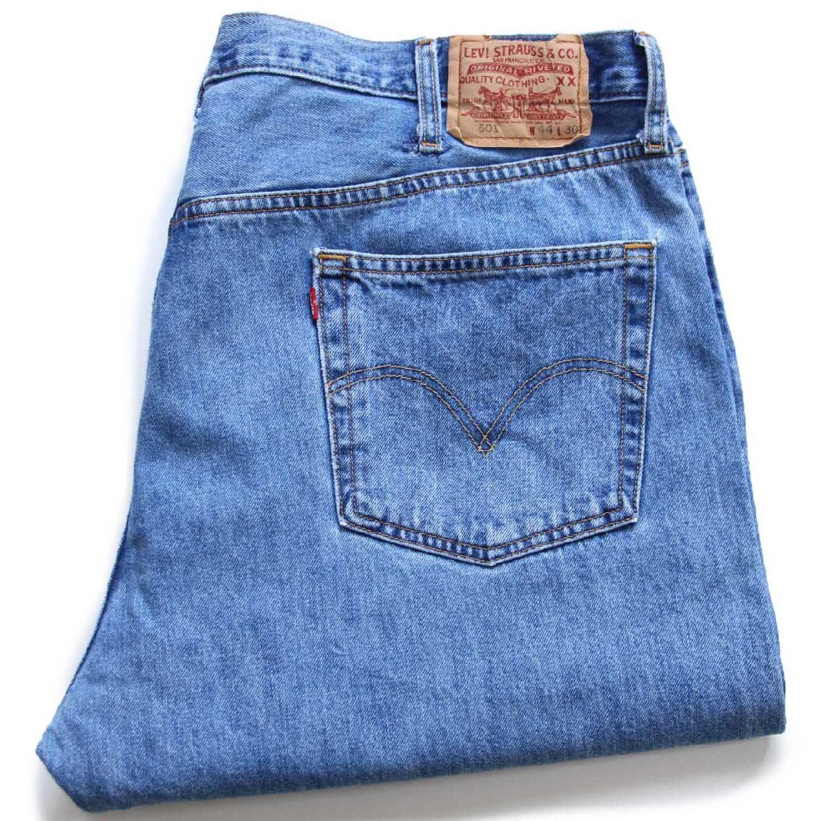 ★00s Levi'sリーバイス 501 ダメージ デニムパンツ W44 L30★SDP4182 特大 ジーンズ ストレート ストーンウォッシュ ビッグサイズ_画像1