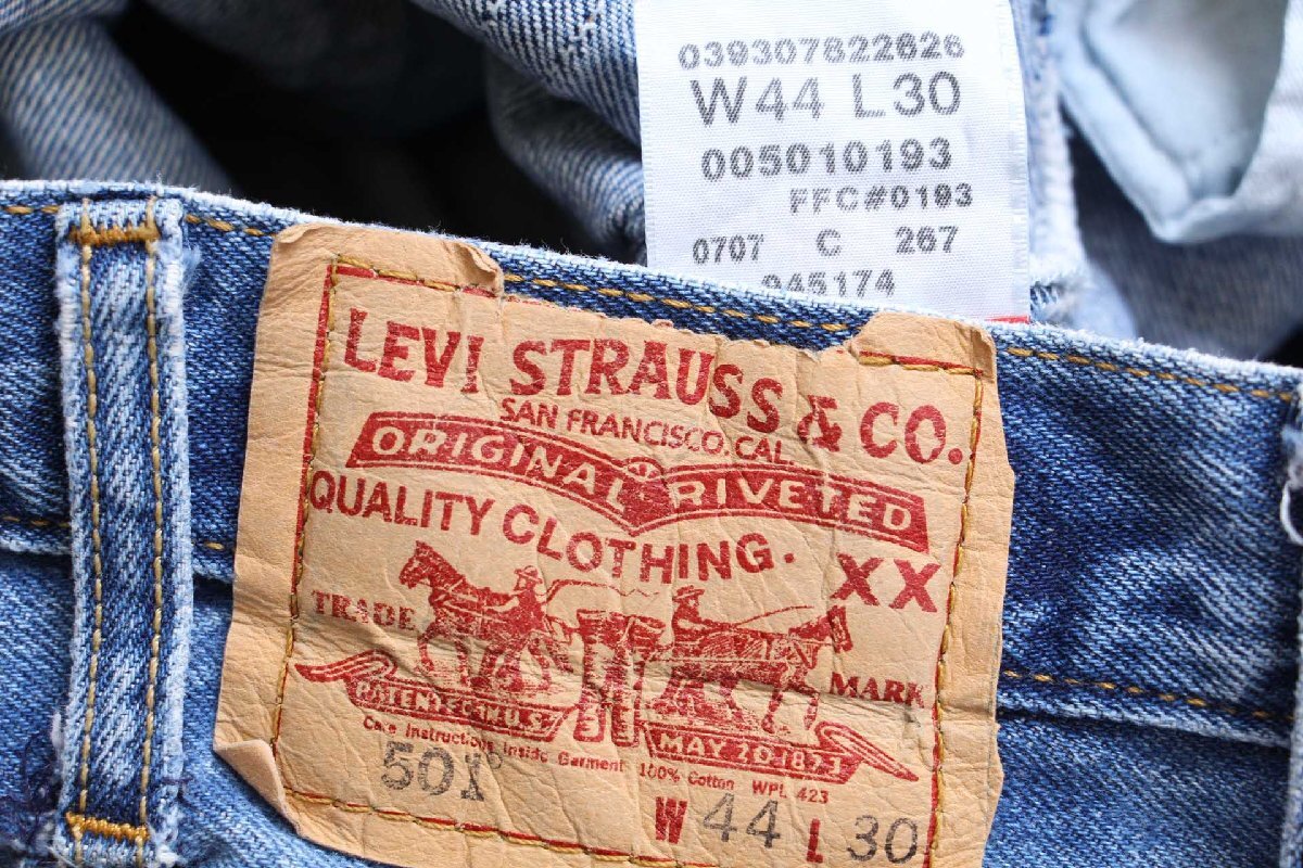 ★00s Levi'sリーバイス 501 ダメージ デニムパンツ W44 L30★SDP4182 特大 ジーンズ ストレート ストーンウォッシュ ビッグサイズ_画像5