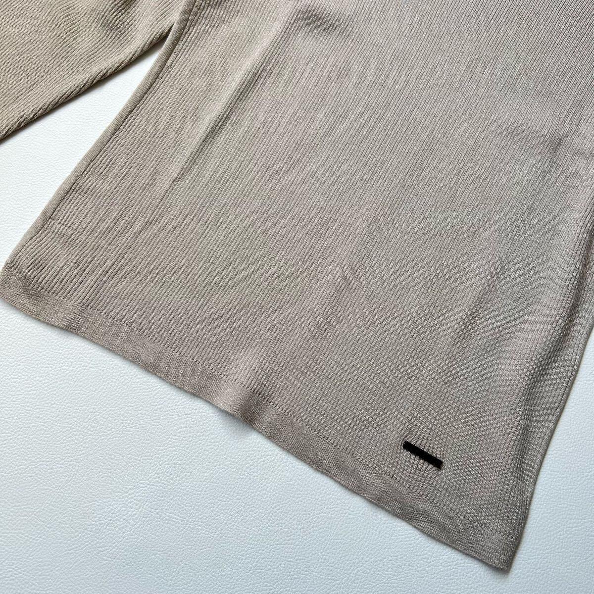 美品 BURBERRY LONDON バーバリーロンドン リブニット セーター トップス ラメ シルク カシミヤ混 ロゴプレート ベージュ系 5 レディース_画像2