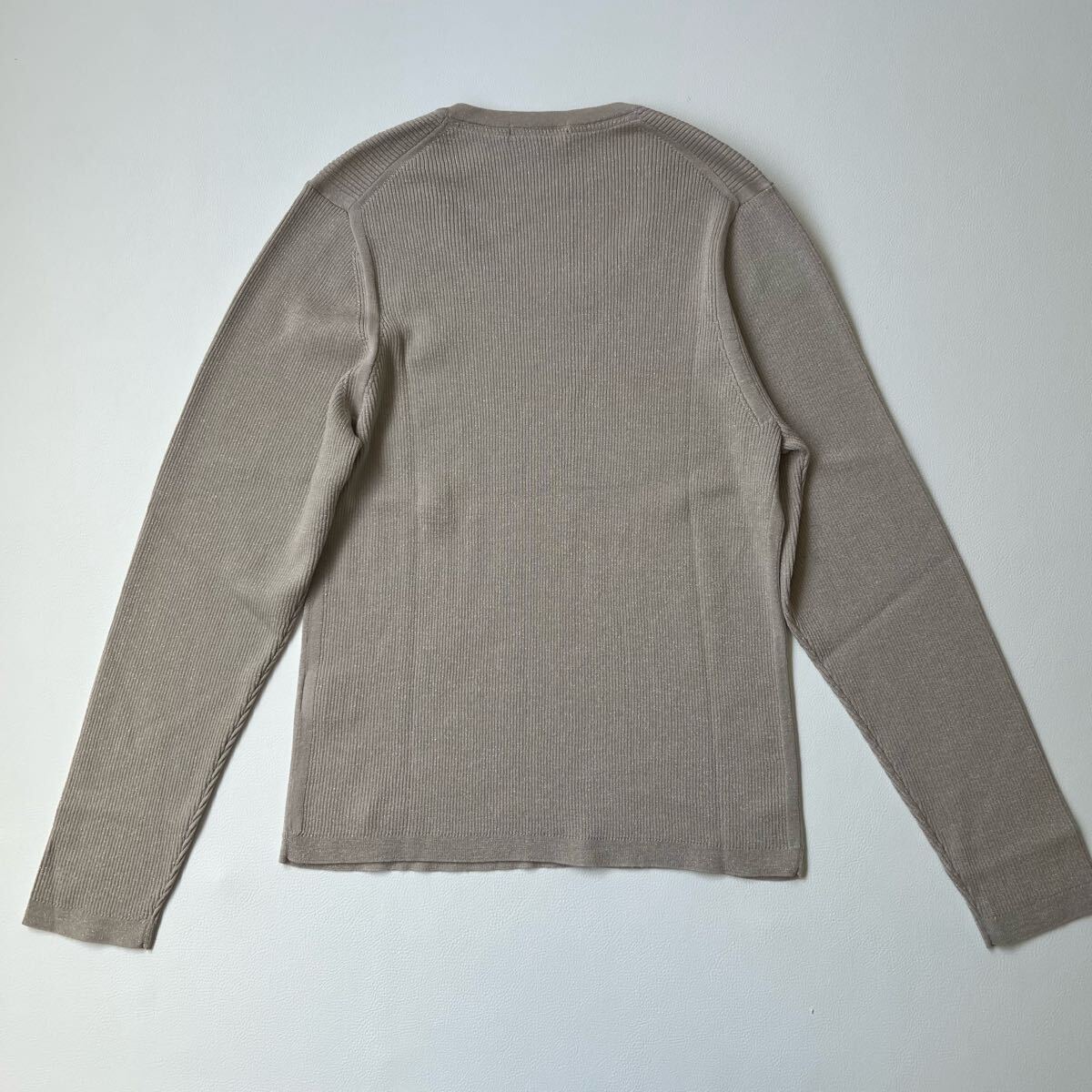 美品 BURBERRY LONDON バーバリーロンドン リブニット セーター トップス ラメ シルク カシミヤ混 ロゴプレート ベージュ系 5 レディース_画像6