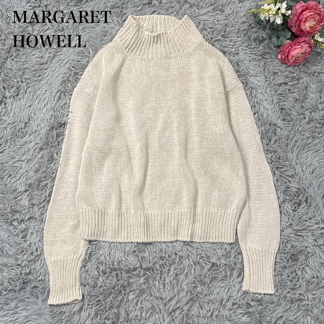 美品✨23AWマーガレットハウエル コットンリネンニットセーター アイボリー M 美品23AWマーガレットハウエル コットンリネンニットセーター