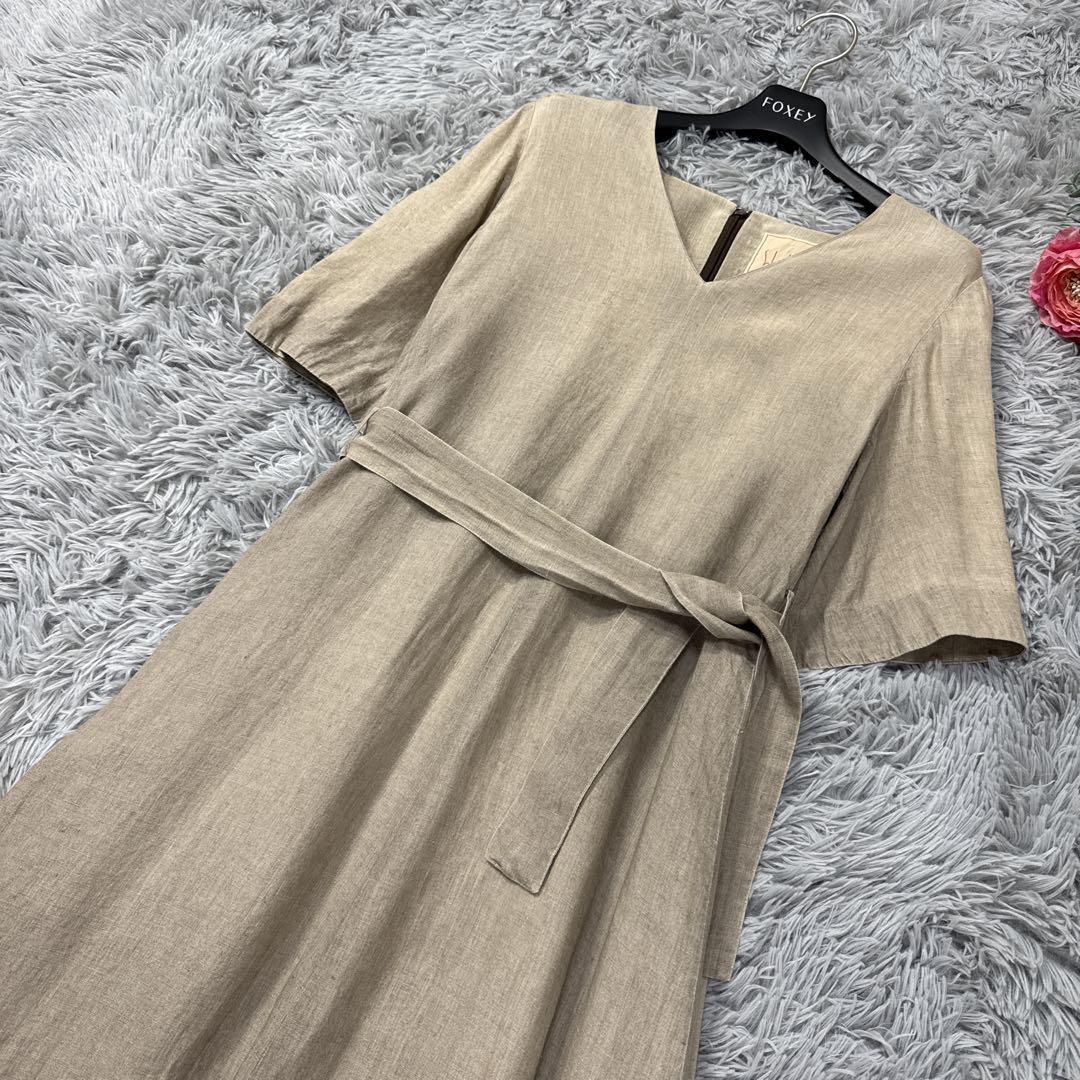 シビラ 21SS リネンフレアワンピース ロング Aラインドレス ベルト付き M シビラ 21SS リネンフレアワンピース ロング Aラインドレス