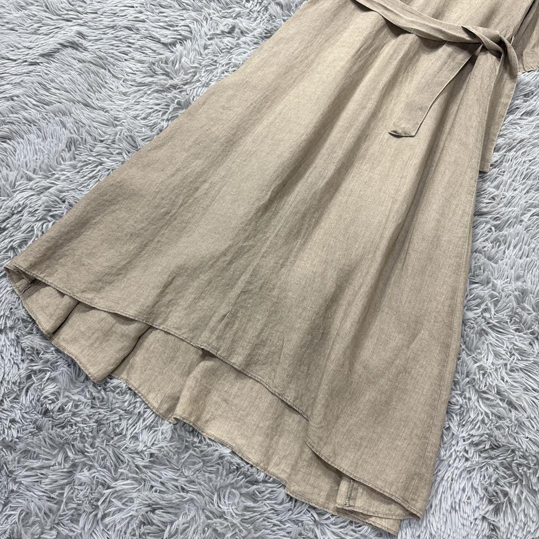 シビラ 21SS リネンフレアワンピース ロング Aラインドレス ベルト付き M シビラ 21SS リネンフレアワンピース ロング Aラインドレス