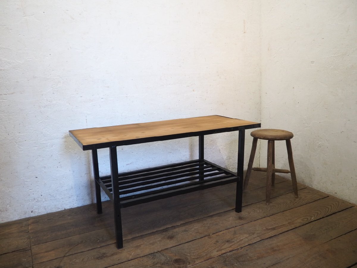 アンティーク調 アイアン 木製 センターテーブル